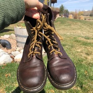 Dr. Martens size 7 brown leather boots.